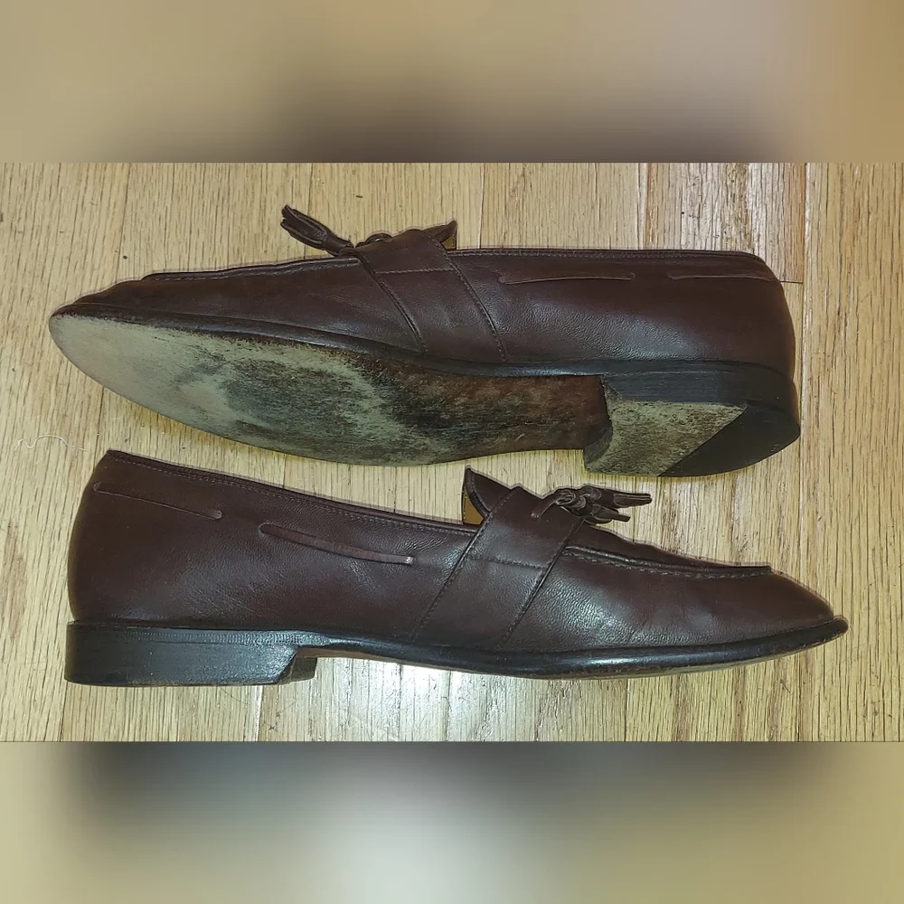 POLO RALPH LAUREN RLF 370 MEN'S BROWN LEATHER LOAFERS SIZE 10 D MADE IN ITALY